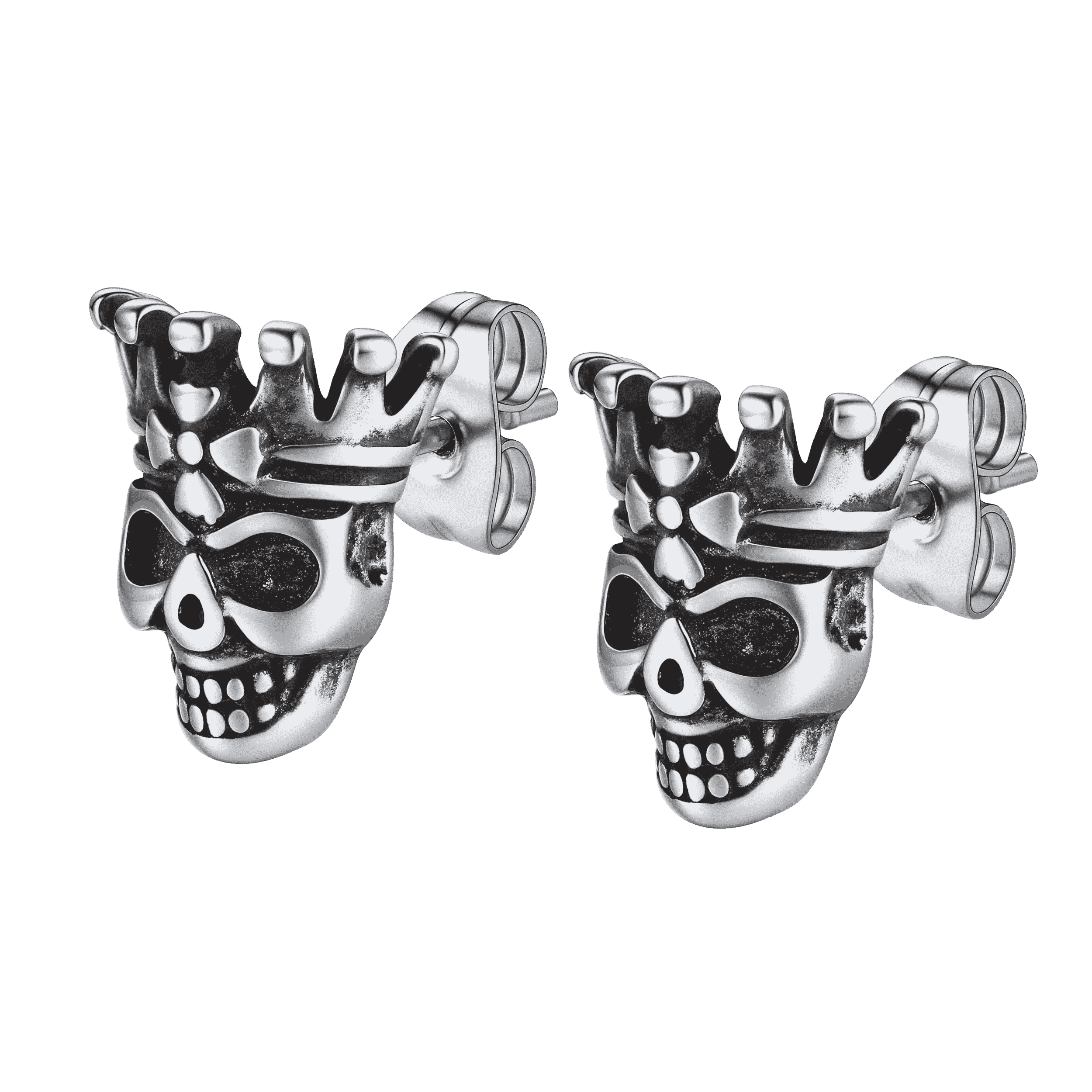 Punk Crown Skull Stud Earrings for Halloween Gift