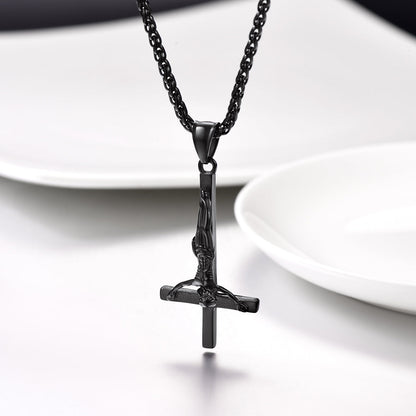 Unside Down Cross Crucifix Necklace Pendant for