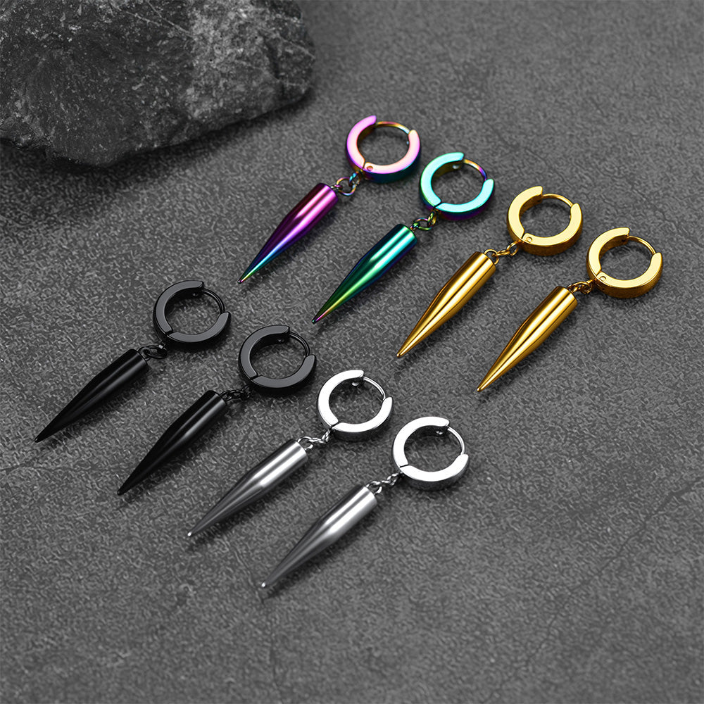 Punk Long Spike Dangle Hoop Earrings for