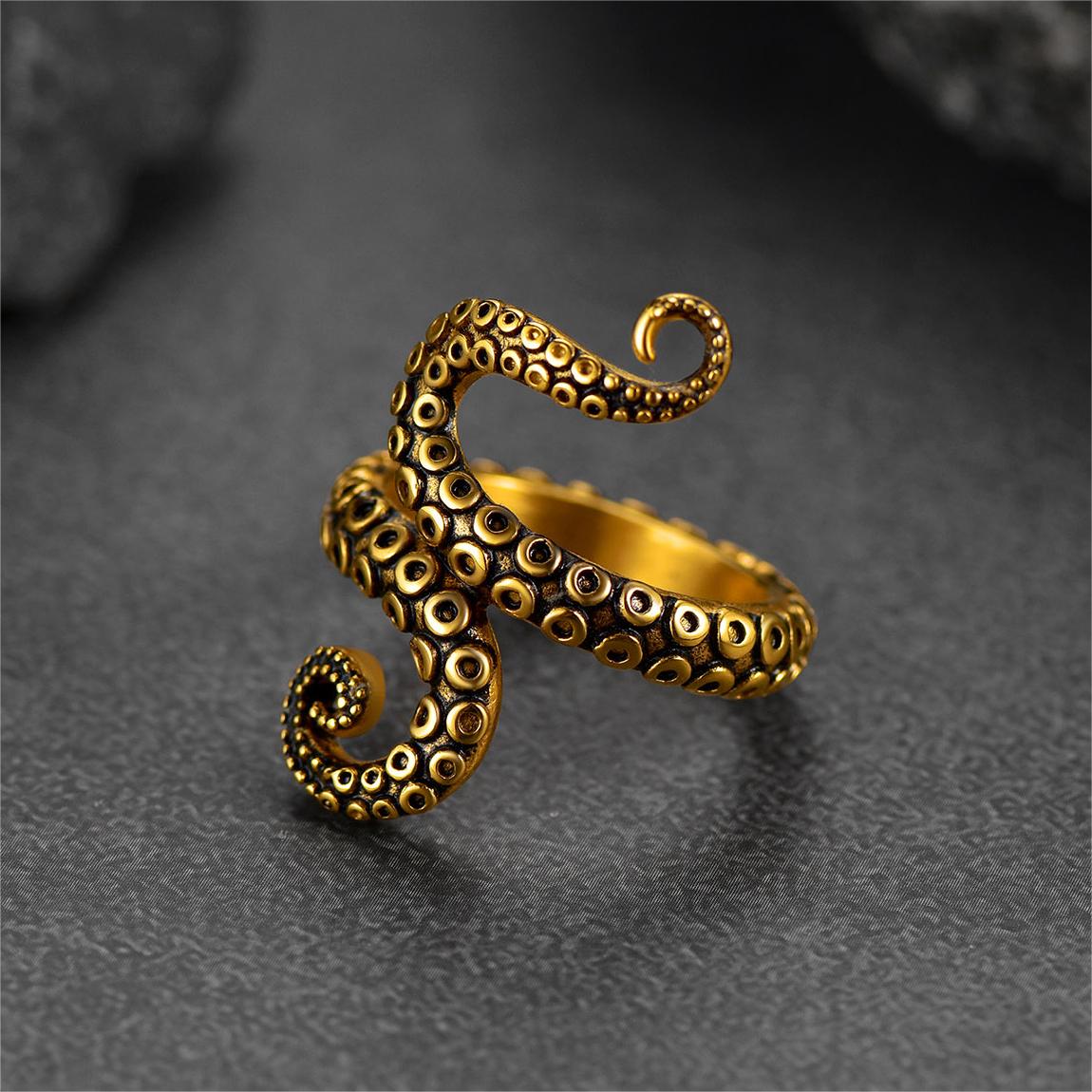 Punk Octopus Tentacle Ring for in Stainless Steel