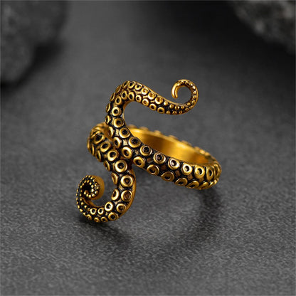 Punk Octopus Tentacle Ring for in Stainless Steel