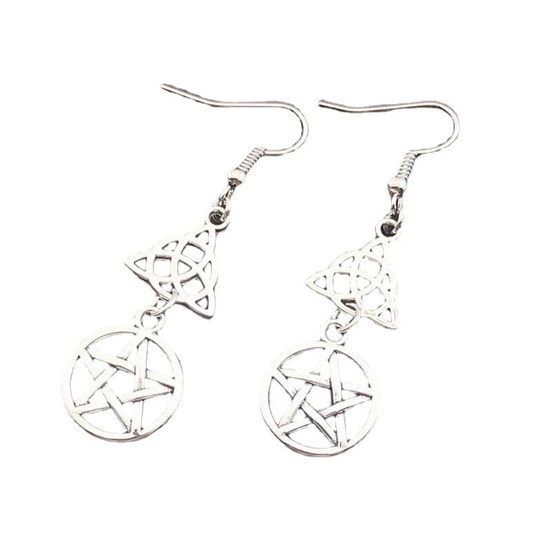 Trinity Shield Pentacle Earrings