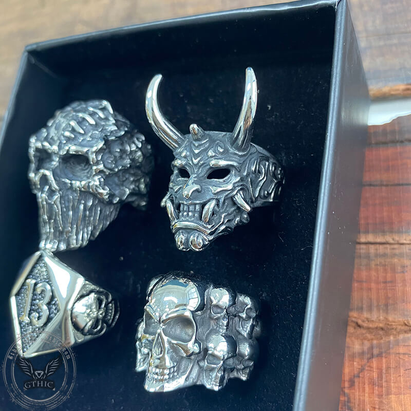 4 Pcs Devil Skulls Rings Set