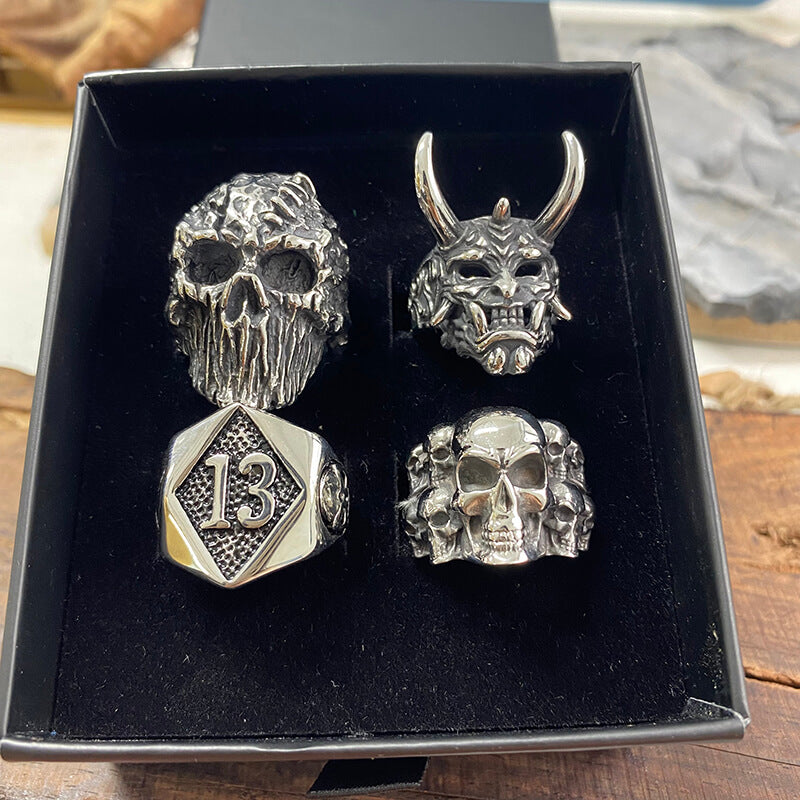 4 Pcs Devil Skulls Rings Set