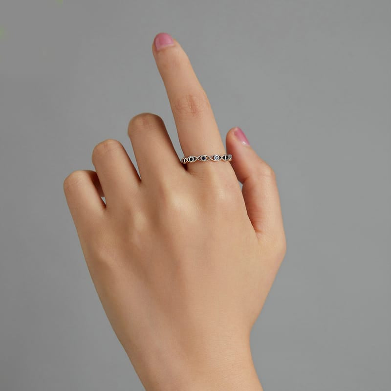 Spade & Heart Crystal Silver Ring