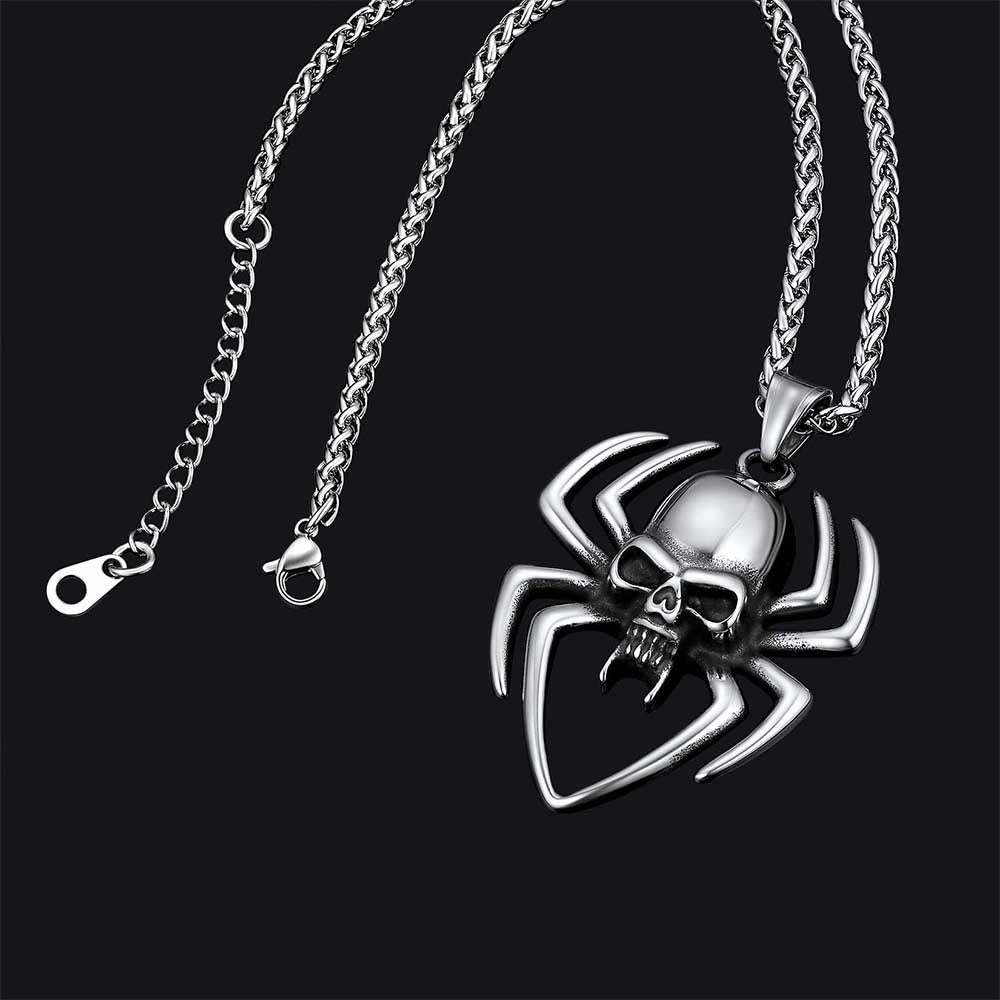 Halloween Skull Spider Necklace for
