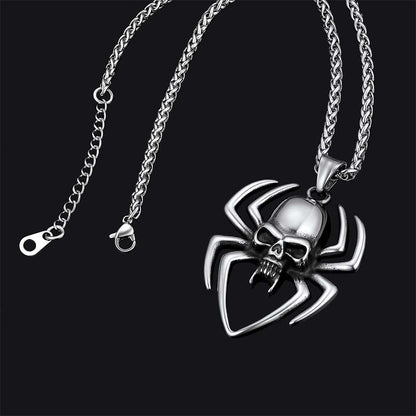 Halloween Skull Spider Necklace for