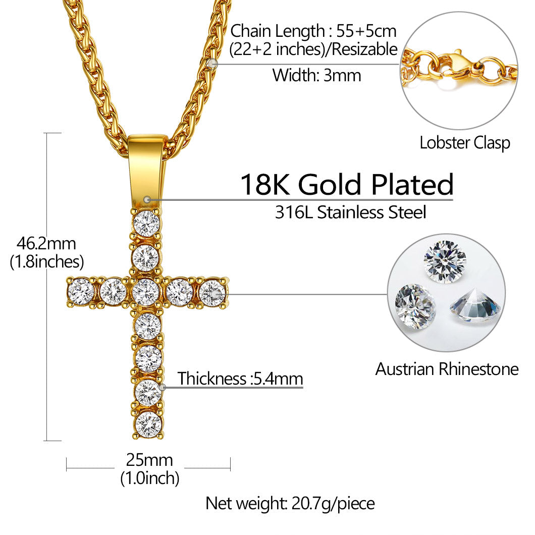 Cubic Zirconia Cross Necklace Pendant for /