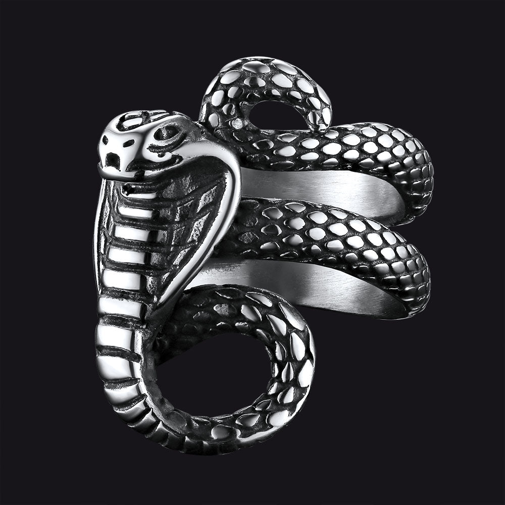 Gothic Punk Cobra Snake Ring for