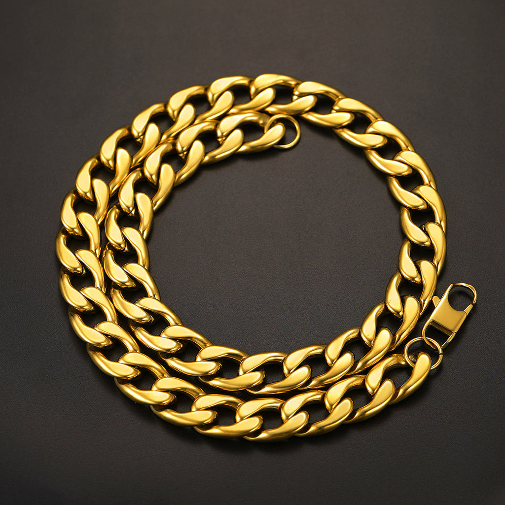 Sturdy Cuban Link Chain Necklace Lobster Clasp for
