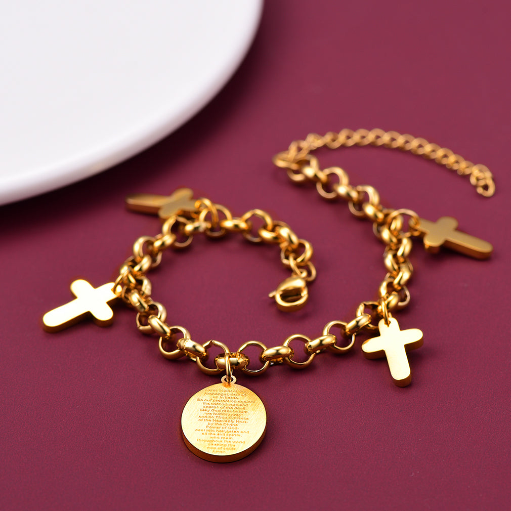 Patron St. Michael Charm Bracelet With Cross for