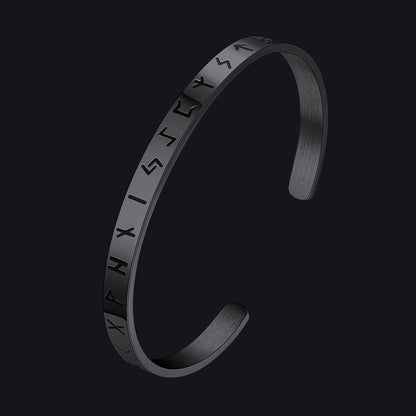 Norse Viking Runes Bangle Cuff Bracelet for