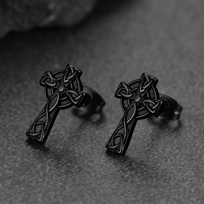 Irish Celtic Knot Cross Stud Earrings for