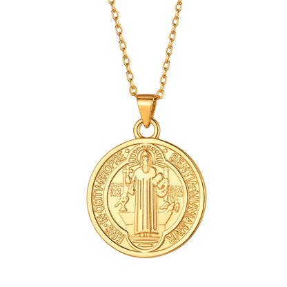 Sterling Silver Saint Benedict Necklace Medal