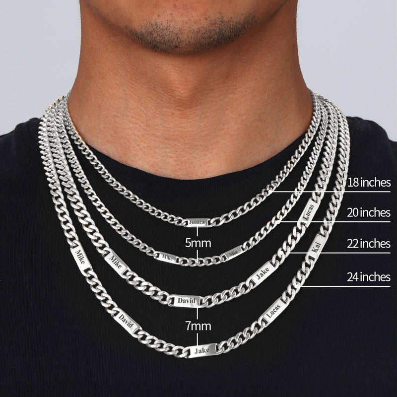 Customized Engraved Cuban Chain Name Link Necklace for