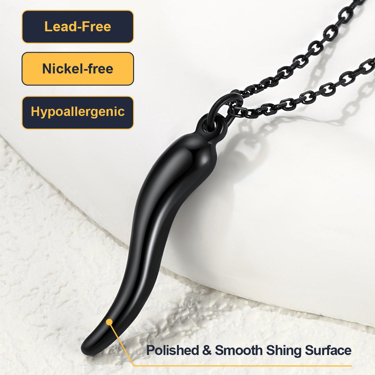 Cornicello Italian Horn Amulet Pendant Necklace for