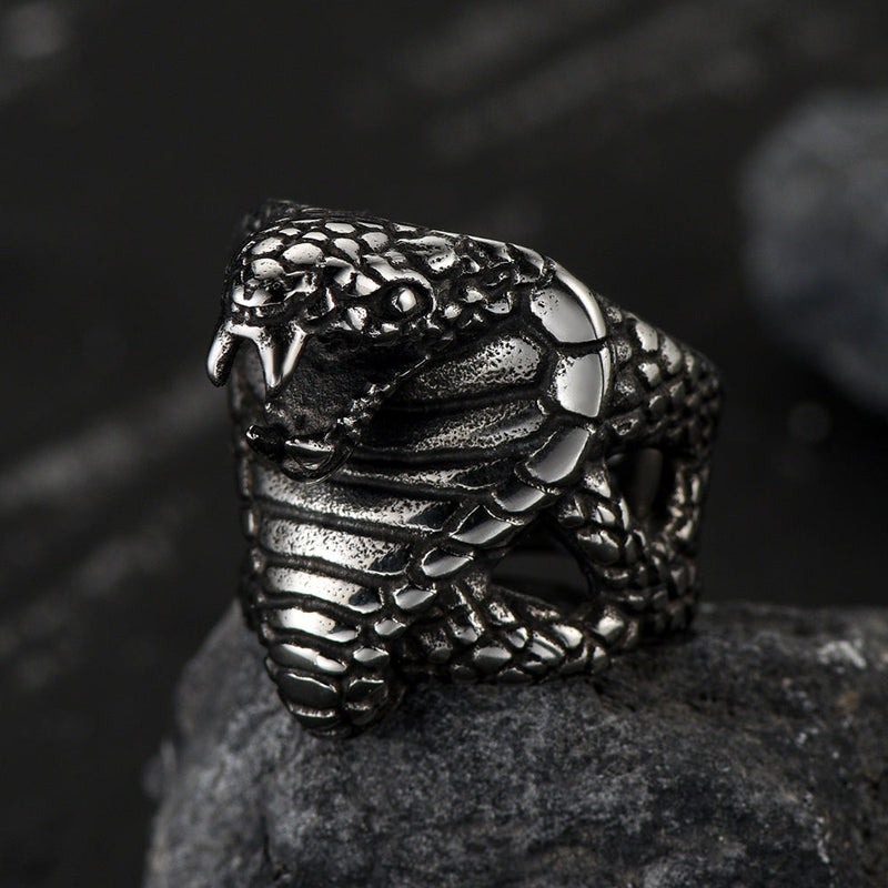 Gothic Huge Cobra Snake Ring Stainless Steel Ring for