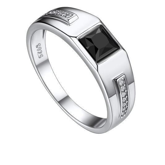 Minimalist Black Onyx Band Ring for