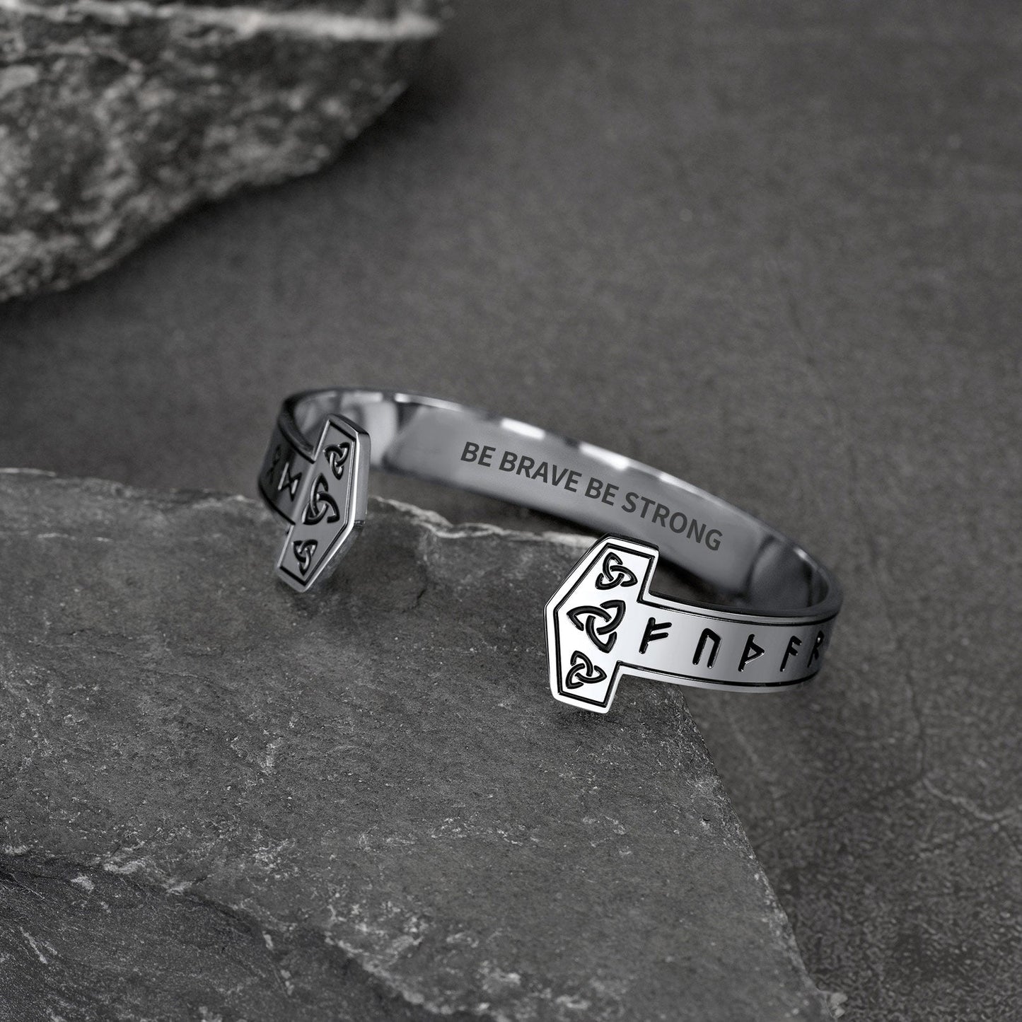 Faithheart Viking Futhark Runes Cuff Bracelet for