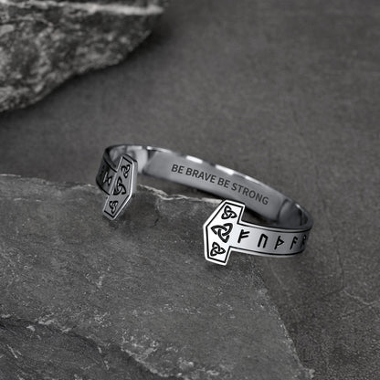 Faithheart Viking Futhark Runes Cuff Bracelet for