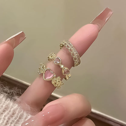 Enchanted Love Crystal Ring Trio: Mystical Bond Set