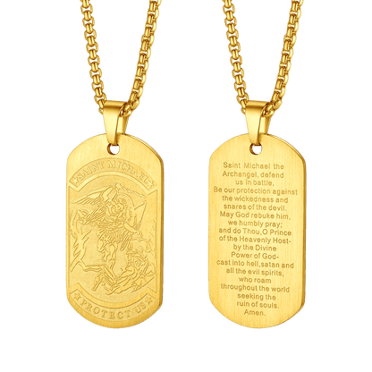 The Archangel Saint Michael Dog Tag Necklace for