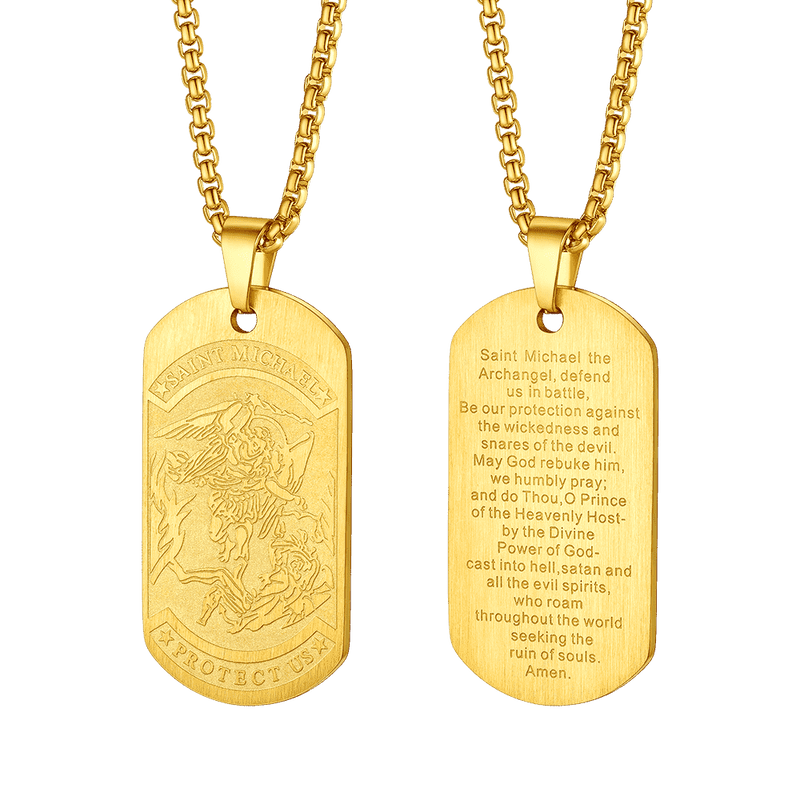 The Archangel Saint Michael Dog Tag Necklace for