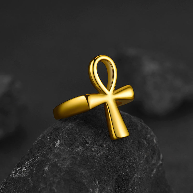 Egyptian Coptic Ankh Cross Stainless Steel Ring for
