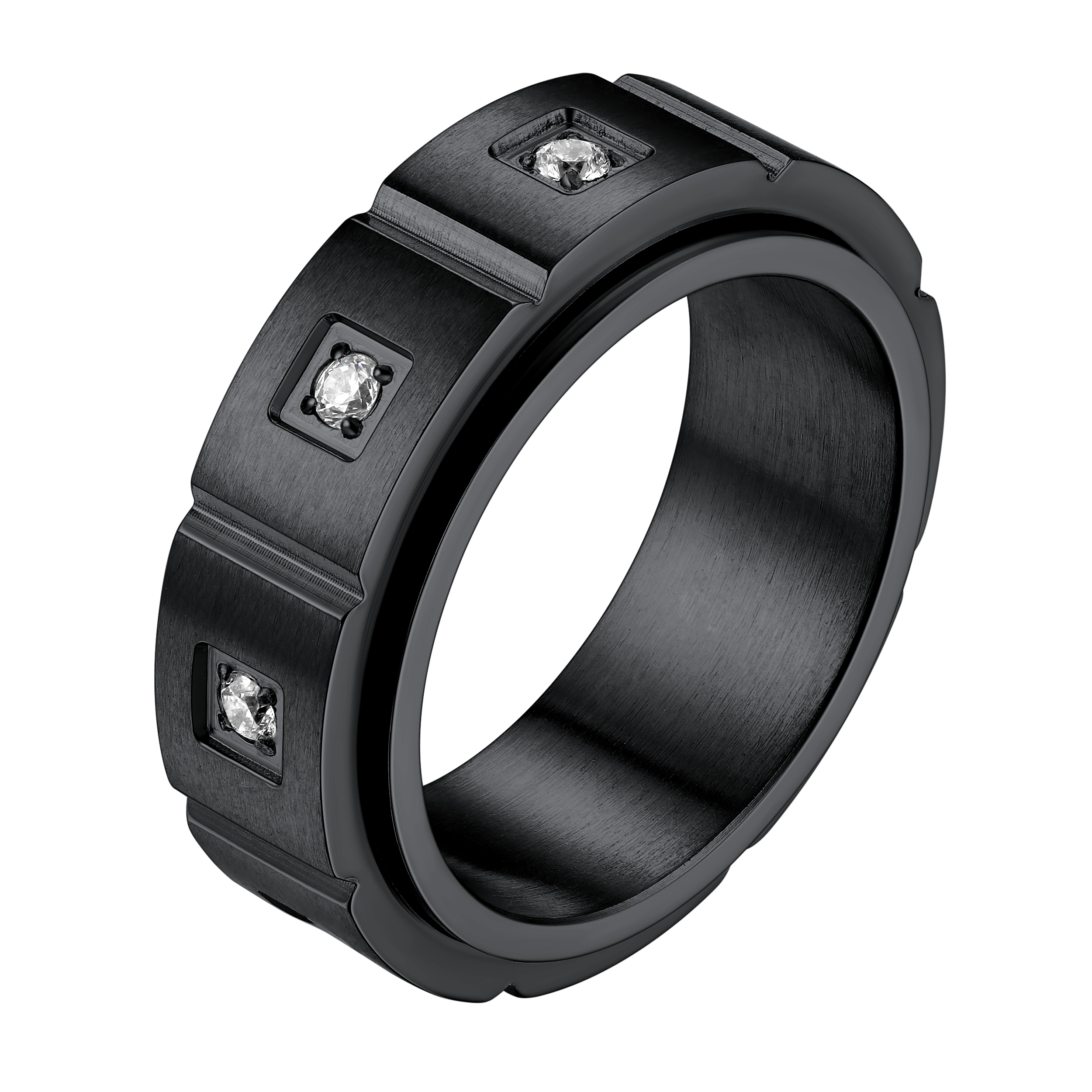 Flash Zircon Rotatable Fidget Ring for Anxiety Stainless Steel