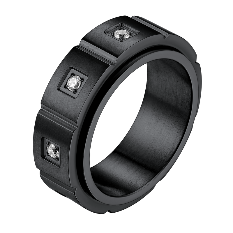 Flash Zircon Rotatable Fidget Ring for Anxiety Stainless Steel