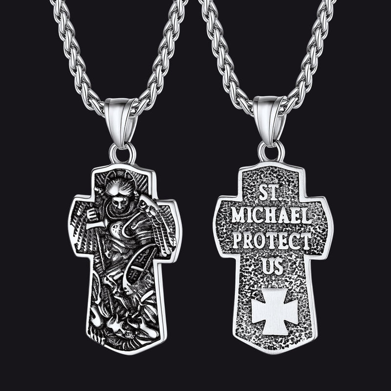 Archangel St. Michael Cross Necklace Protection Pendant