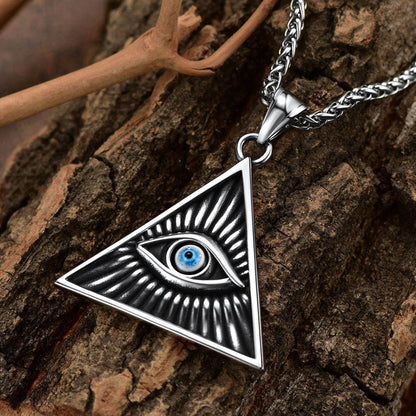 Triangle All Seeing Third Eye Pendant Necklace for