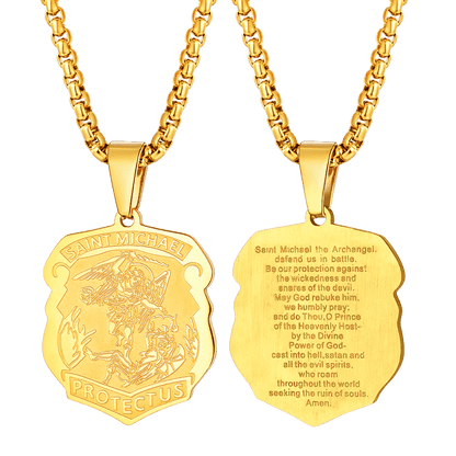 Archangel St. Michael Necklace Medal Shield Pendant for