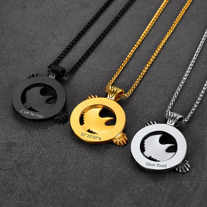 Viking Odin's Raven Necklace for With Runes