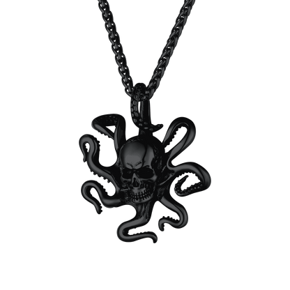 Gothic Octopus Skull Necklace for