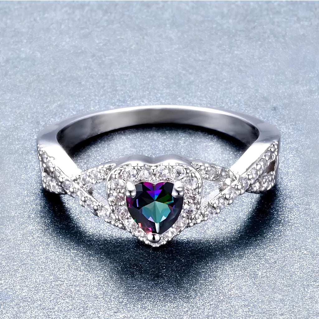 Rainbow Topaz Love Ring