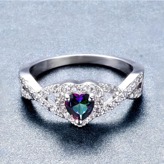 Rainbow Topaz Love Ring