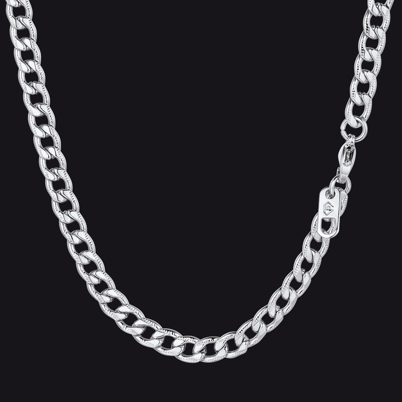 5mm Flat Curb Cuban Chain Link Necklace for