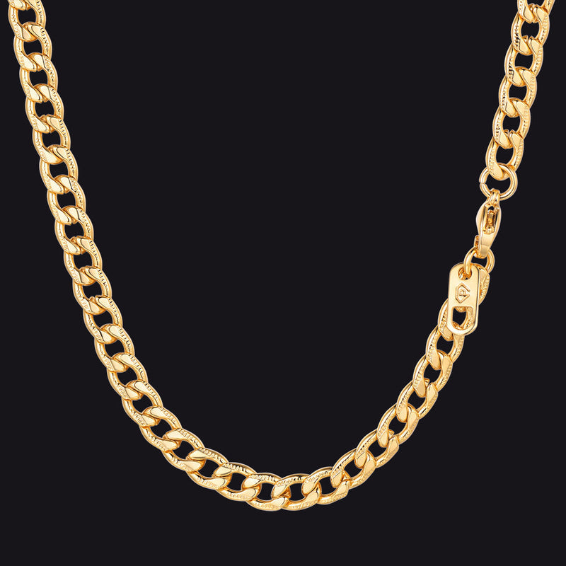 5mm Flat Curb Cuban Chain Link Necklace for