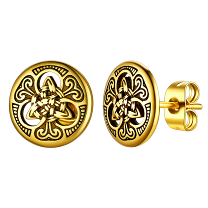 Round Irish Celtic Knot Stud Earrings for