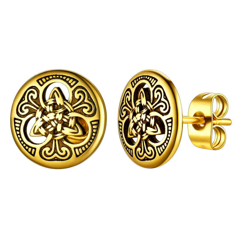 Round Irish Celtic Knot Stud Earrings for