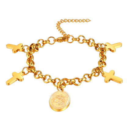 Patron St. Michael Charm Bracelet With Cross for