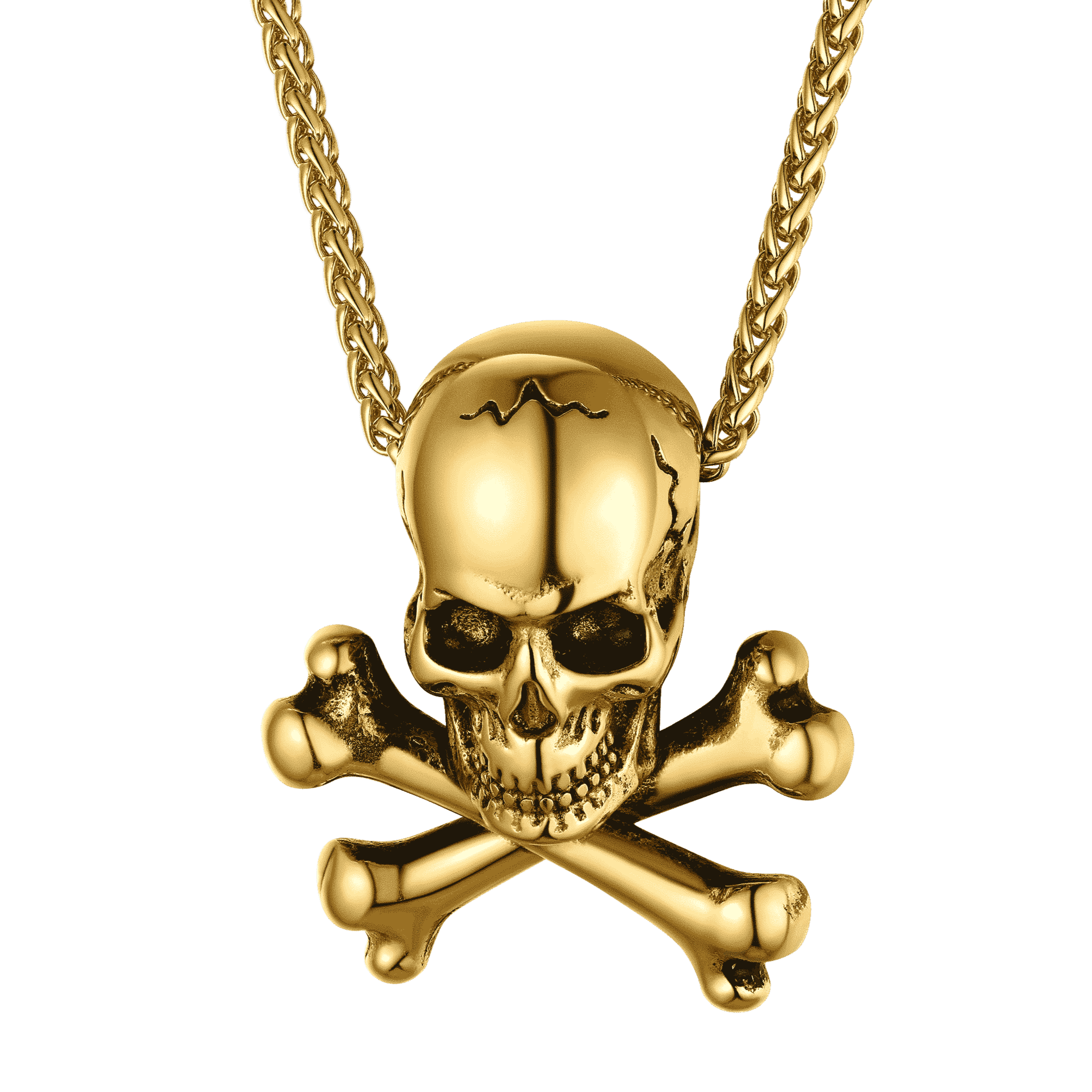 Gothic Pirate Skull Crossbones Necklace for