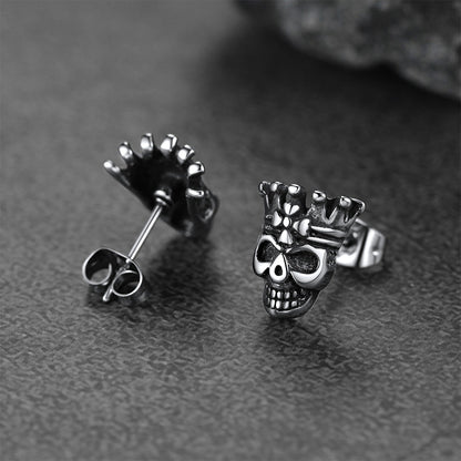 Punk Crown Skull Stud Earrings for Halloween Gift