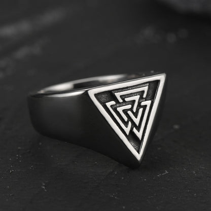 Stainless Steel Viking Valknut Signet Ring for