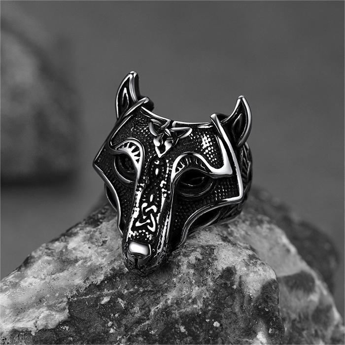 Viking Celtic Wolf Stainless Steel Ring for