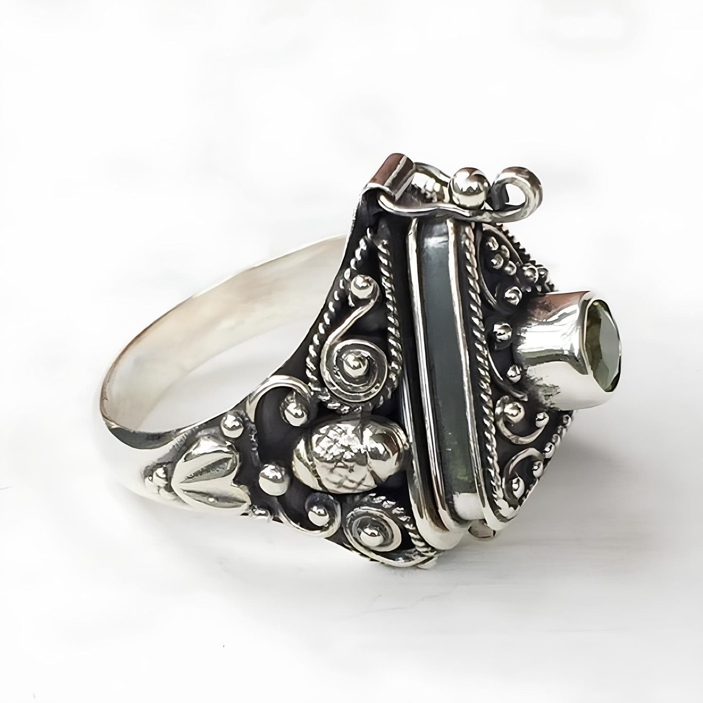 Sacred Triangle Herb Locket Ring