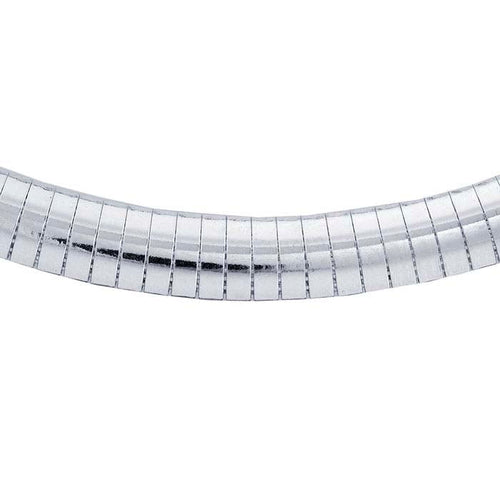 8mm Wide Sterling Silver Omega Necklace Chain - 18 Inches