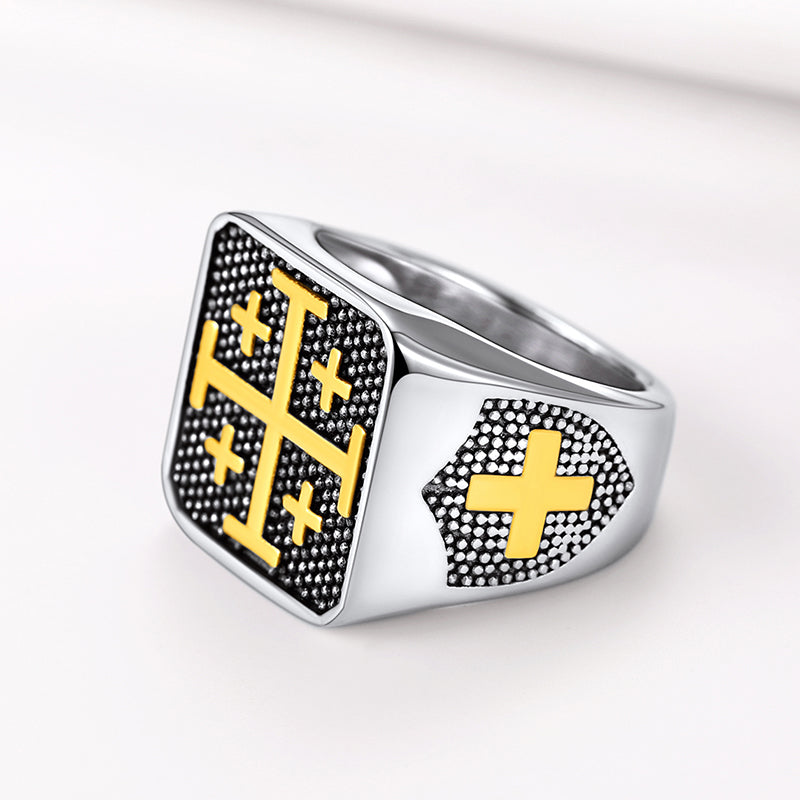 Faithheart Jerusalem Cross Signet Ring for
