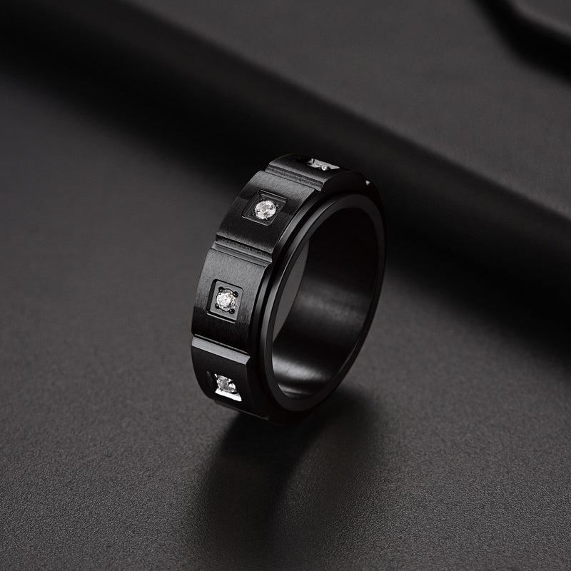 Flash Zircon Rotatable Fidget Ring for Anxiety Stainless Steel